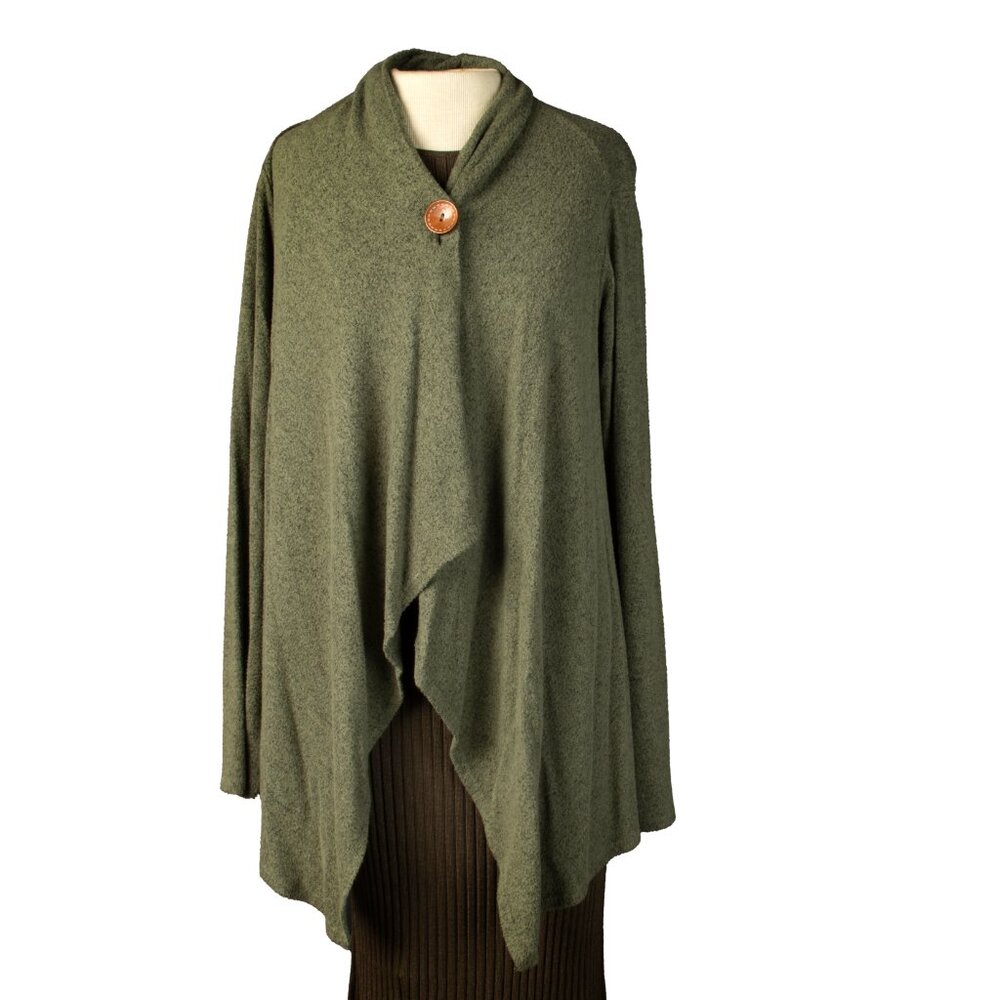 Long Sleeve Poncho Asymmetric Fly Away Lagenlook Green M